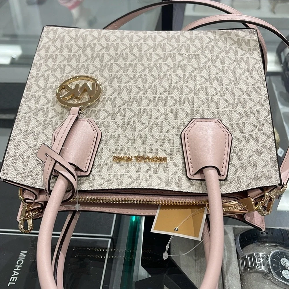 MICHAEL KORS Mercer Medium Signature Logo Accordion Crossbody Messenger Satchel